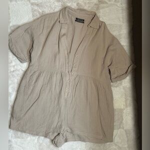 Urban Outfitters Taupe Linen Romper